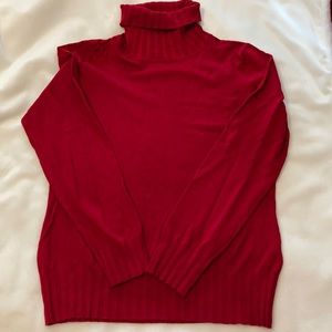 NWT BCBGMaxAzria Red Turtleneck w Rib detail JrXL